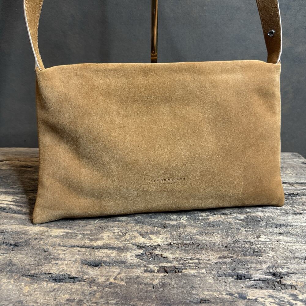 Simon Miller Toffee Suede Puffin Shoulder Bag Tan Adjustable Strap - Picture 5 of 14